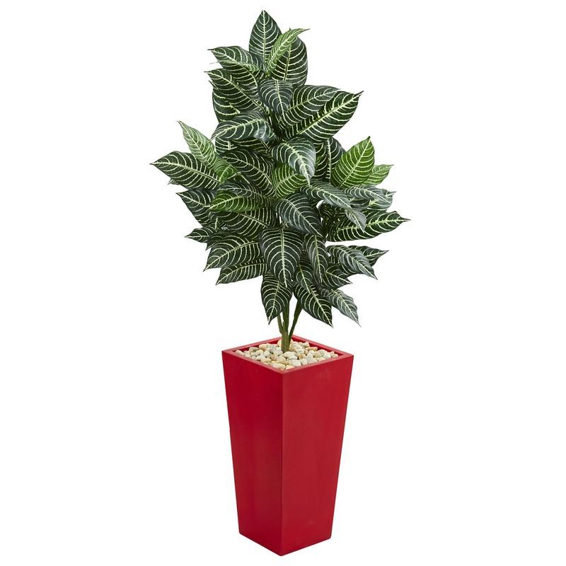 4.5' Zebra Artificial Plant in Red Planter
