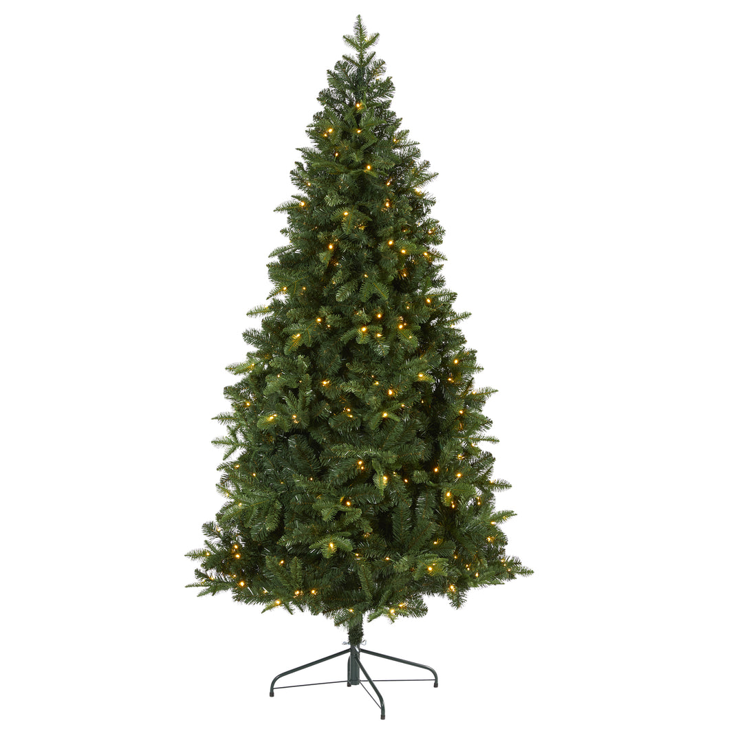 7' Grand Teton Spruce Flat Back Artificial Christmas Tree w/220 Clear LED