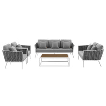 Load image into Gallery viewer, Stance 5 Piece Outdoor Patio Aluminum Sectional Sofa Set by Modway
