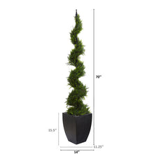 Load image into Gallery viewer, 70&quot; Cypress Artificial Spiral Tree in Black Planter

