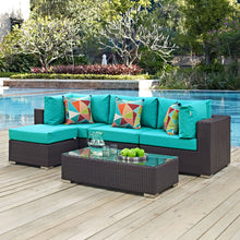 Load image into Gallery viewer, Convene 5 Piece Sectional Set in Espresso Turquoise
