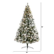 Load image into Gallery viewer, 8&#39; Flocked Oregon Pine Artificial Christmas Tree with 500 Clear Lights
