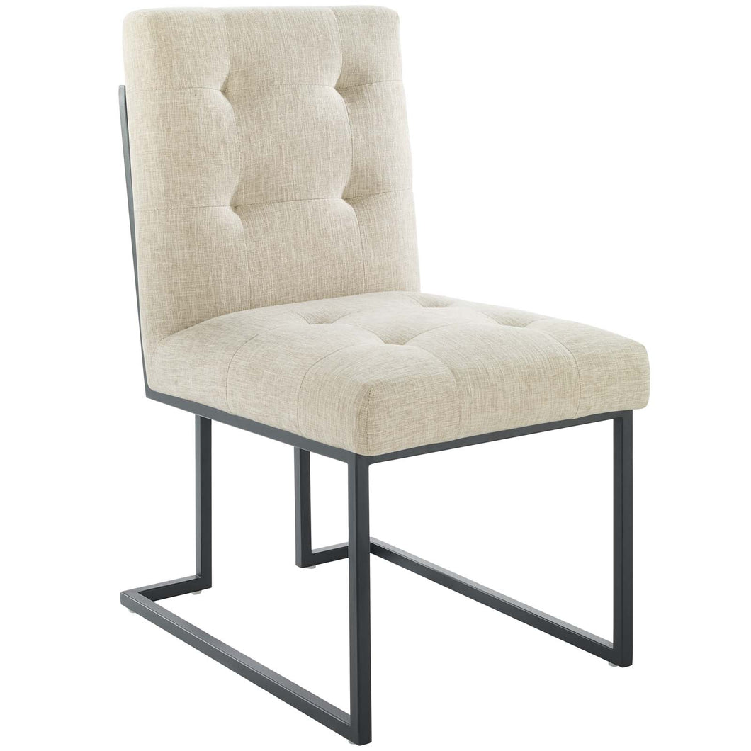 Privy Black Stainless Steel Upholstered Fabric Dining Chair by Modway