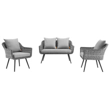 Load image into Gallery viewer, Endeavor 3 Piece Outdoor Patio Wicker Rattan Loveseat and Armchair Set by Modway
