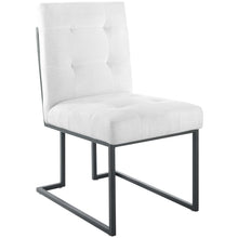 Load image into Gallery viewer, Privy Black Stainless Steel Upholstered Fabric Dining Chair Set of 2 by Modway
