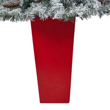 Load image into Gallery viewer, 5&#39; Flocked White River Mountain Pine Artificial Christmas Tree w/ Pinecones
