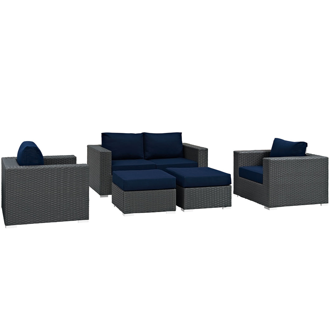 Sojourn 5 Piece Outdoor Patio Sunbrella¨ Sectional Set by Modway