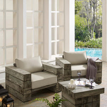 Load image into Gallery viewer, Manteo Rustic Coastal Outdoor Patio Sunbrella¨ Lounge Armchair Set of 2
