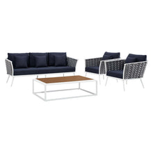 Load image into Gallery viewer, Stance 4 Piece Outdoor Patio Aluminum Sectional Sofa Set by Modway

