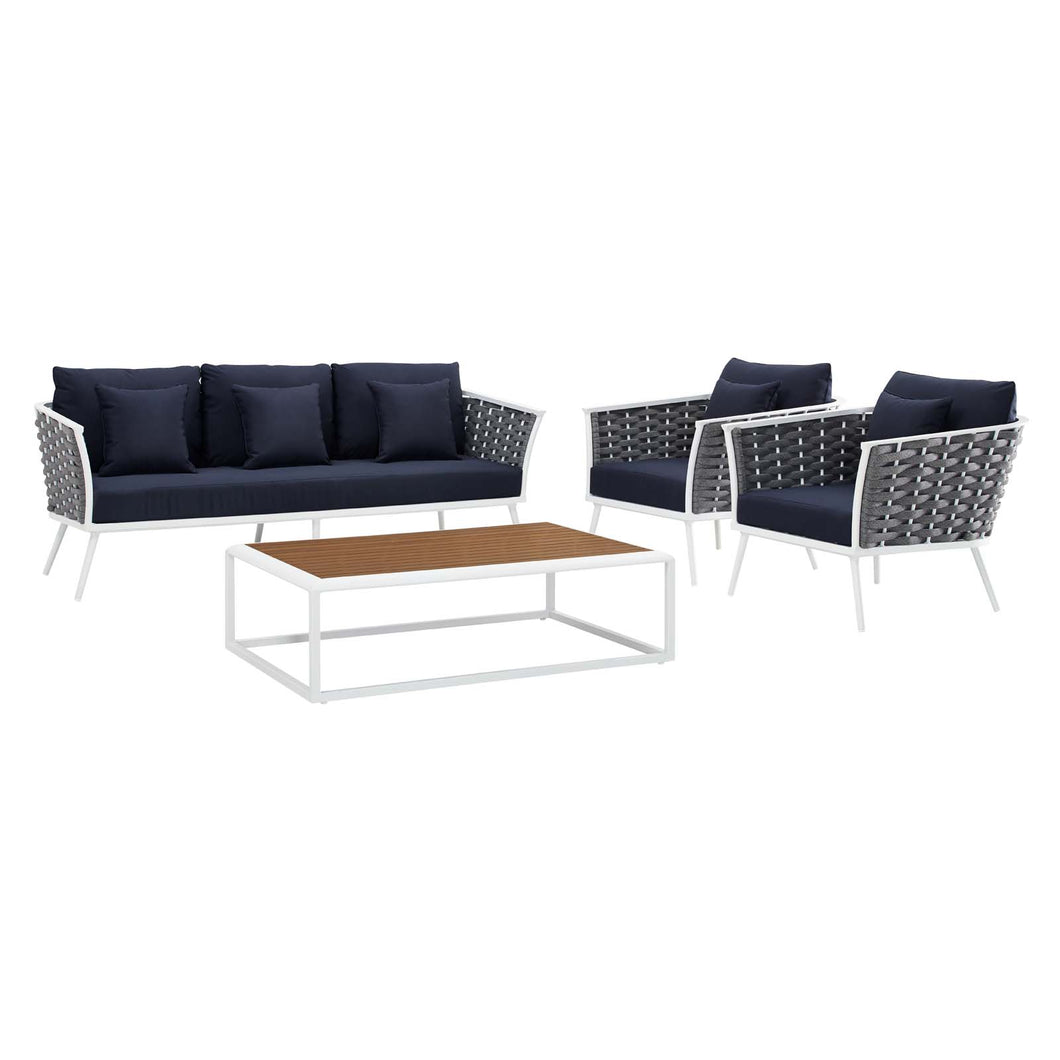 Stance 4 Piece Outdoor Patio Aluminum Sectional Sofa Set by Modway