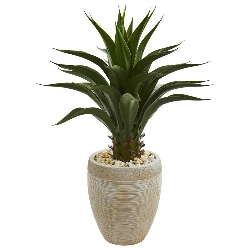 Agave Artificial Plant in Sand Colored Planter