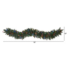 Load image into Gallery viewer, 6&#39; Snow Dusted Artificial Christmas Garland w/ 50 Multicolored LED Lights
