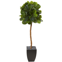 Load image into Gallery viewer, 64&quot; Fiddle Leaf Artificial Tree in Black Planter (Real Touch)
