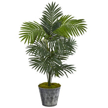 Load image into Gallery viewer, 5&#39; Kentia Artificial Palm Tree in Decorative Tin Bucket
