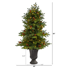 Load image into Gallery viewer, 4.5' Yukon Mountain Fir Artificial Christmas Tree w/ 100 Clear Lights, Pine Cone
