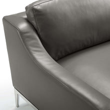 Load image into Gallery viewer, Harness 64" Stainless Steel Base Leather Loveseat by Modway
