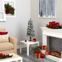 Load image into Gallery viewer, 3&#39; Flocked Gr&amp; Alpine Artificial Christmas Tree w/ 50 Clear Lights
