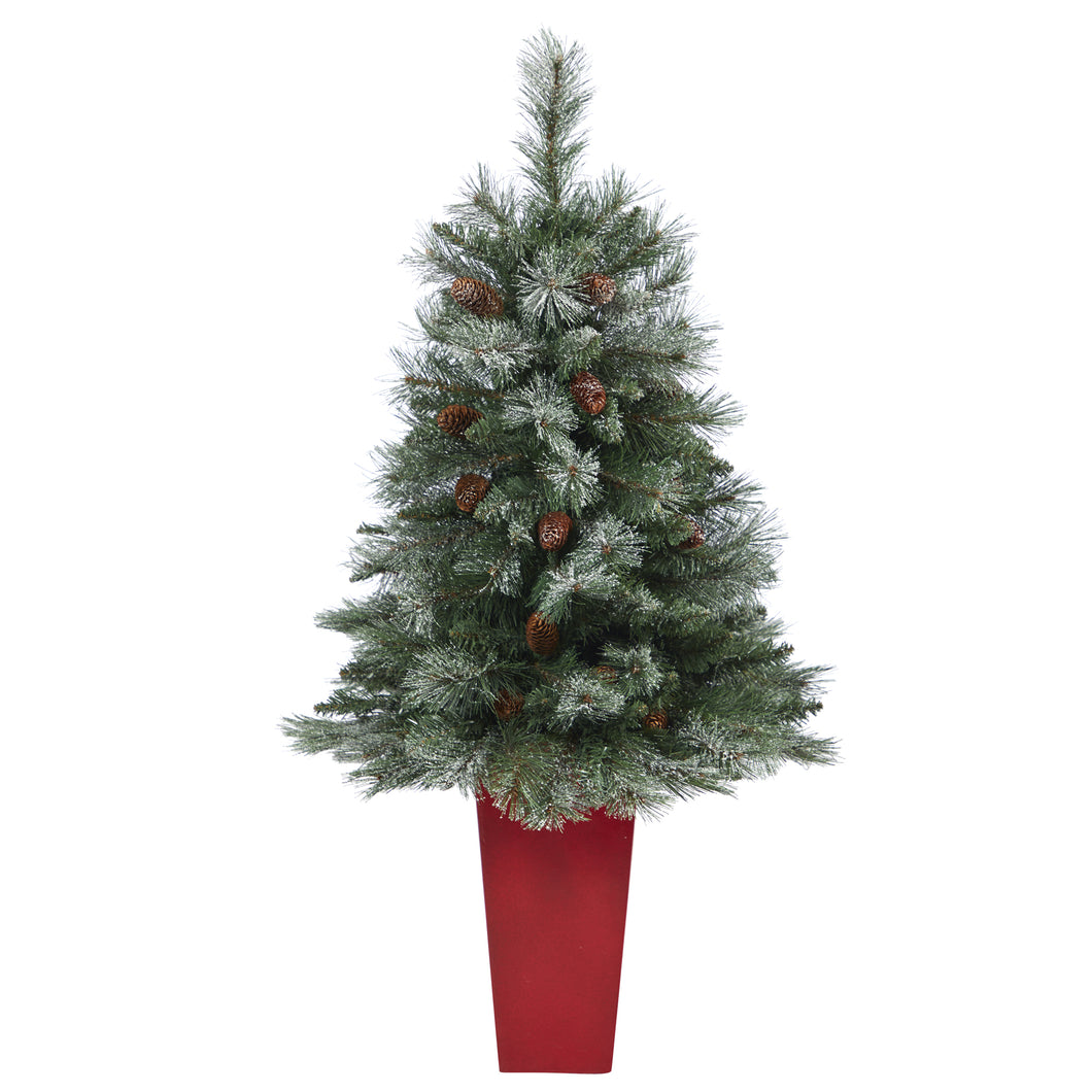 44' Snowed French Alps Mountain Pine Artificial Christmas Tree w/ 135 Bendable