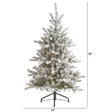 Load image into Gallery viewer, 5' Flocked West Virginia Spruce Artificial Christmas Tree with 200 Clear Lights
