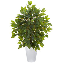 Load image into Gallery viewer, 16&quot; Mini Ficus Artificial Tree in White Planter

