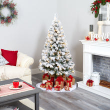 Load image into Gallery viewer, 5&#39; Flocked West Virginia Fir Artificial Christmas Tree with 150 LED Lights
