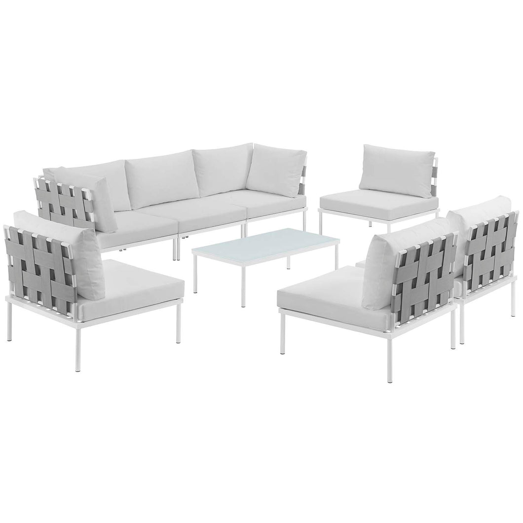 Harmony 8 Piece Outdoor Patio Aluminum Sectional Sofa Set by Modway