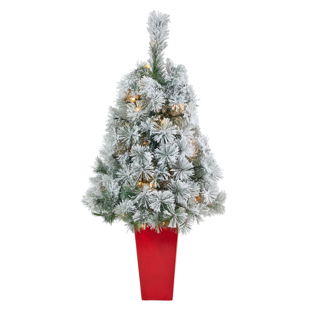 44' Flocked Oregon Pine Artificial Christmas Tree w/ 50 Clear Lights
