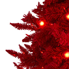 Load image into Gallery viewer, 6&#39; Red Flocked Fraser Fir Artificial Christmas Tree
