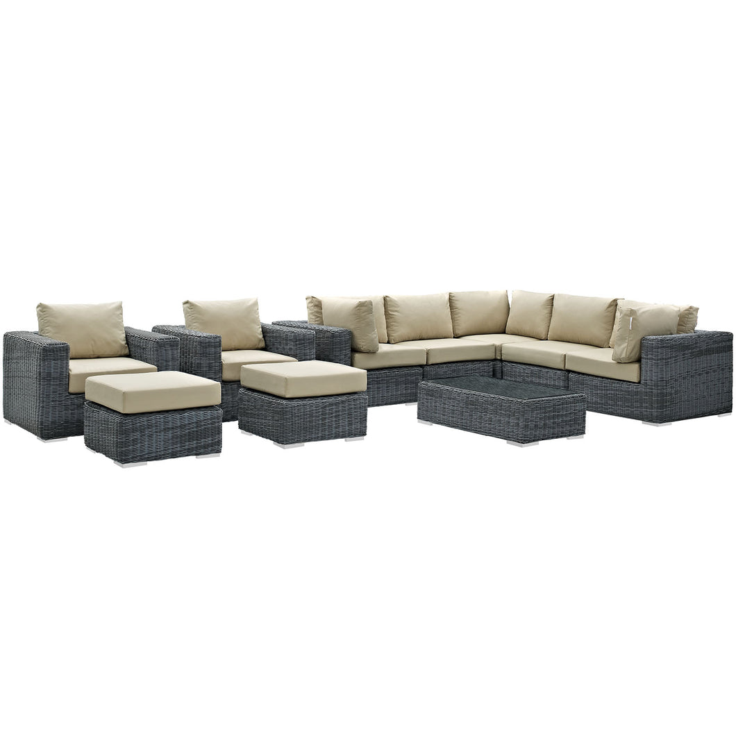 Summon 10 Piece Outdoor Patio Sunbrella¨ Sectional Set by Modway