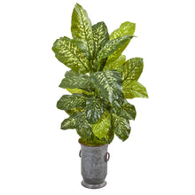 Load image into Gallery viewer, 49&quot; Dieffenbachia Artificial Plant in Vintage Metal Planter (Real Touch)
