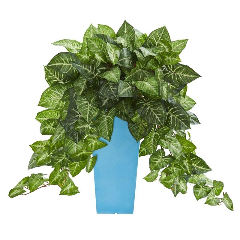 25'' Nephtytis Artificial Plant in Turquoise Planter