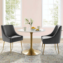 Load image into Gallery viewer, Discern Pleated Back Upholstered Performance Velvet Dining Chair Set of 2 by Modway

