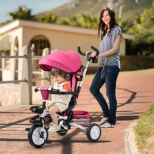 Load image into Gallery viewer, 6-in-1 Detachable Kids Baby Stroller Tricycle with Canopy and Safety Harness-Pink
