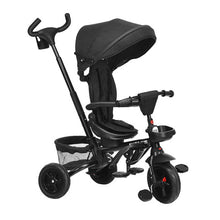 Load image into Gallery viewer, 6-in-1 Detachable Kids Baby Stroller Tricycle with Canopy and Safety Harness-Black
