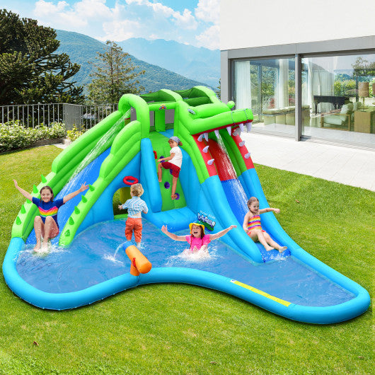 Inflatable Crocodile Style Water Slide Upgraded Kids Bounce Castle with 750W Blower