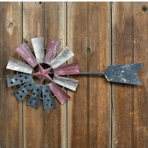 Distressed Americana Windmill Wall Art