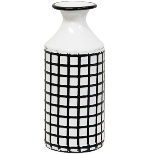 Farmhouse Check Enamel Vase Small (Pack of 2)