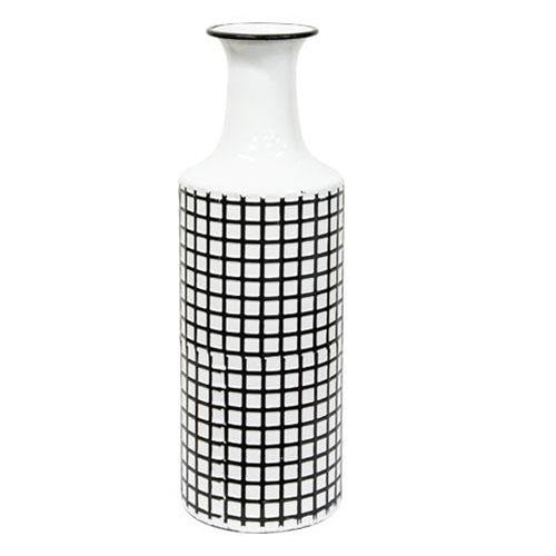 Farmhouse Check Enamel Vase Large