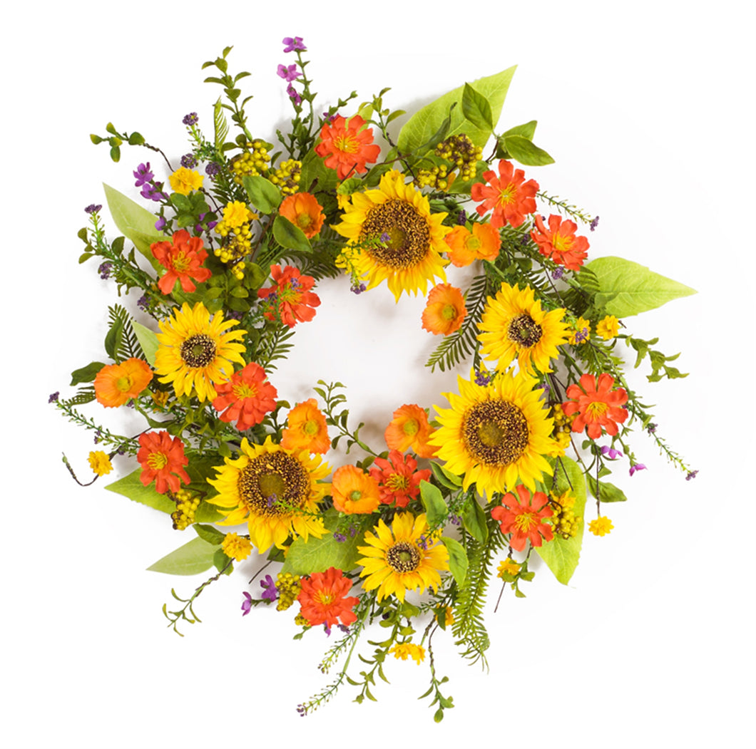 Mixed Sunflower Floral Wreath 22