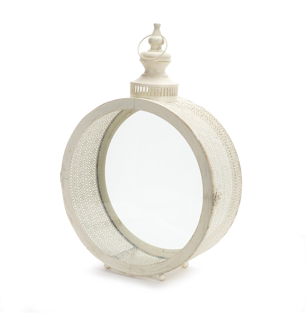 Ivory Ornate Metal Circle Lantern 22