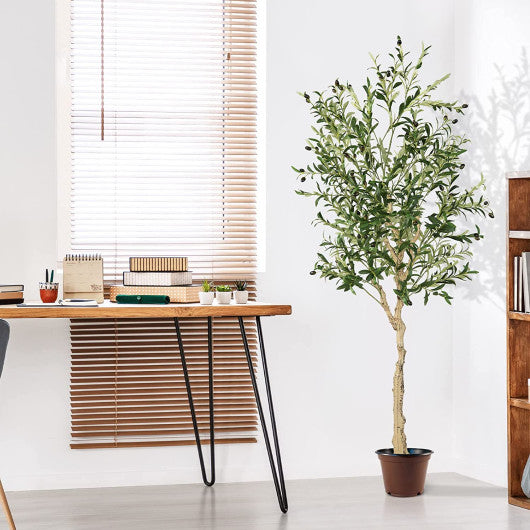 6 Feet 2-Pack Artificial Olive Tree in Cement Pot