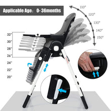 Load image into Gallery viewer, 4 in 1 High Chair–Booster Seat with Adjustable Height and Recline-Gray
