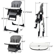 Load image into Gallery viewer, 4 in 1 High Chair–Booster Seat with Adjustable Height and Recline-Gray
