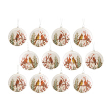 Load image into Gallery viewer, Glass Cardinal Pine Tree Disc Ornament (Set of 12)
