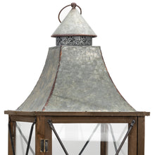 Load image into Gallery viewer, Rustic Wood Lantern with Galvanized Metal Lid (Set of 2)

