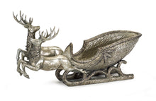 Load image into Gallery viewer, Holiday Deer with Sleigh with Silver Finish 25&quot;L
