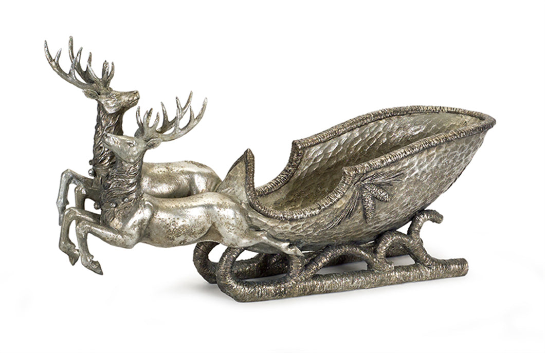 Holiday Deer with Sleigh with Silver Finish 25