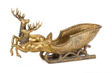Load image into Gallery viewer, Holiday Deer with Sleigh with Gold Finish 25&quot;L
