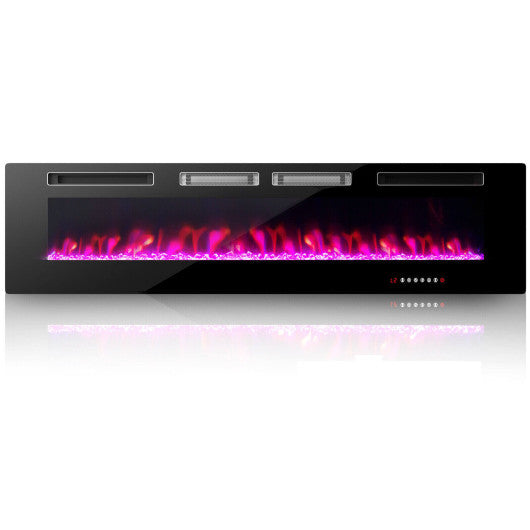 42/50/60/72 Inch Ultra-Thin Electric Fireplace with Decorative Crystals-72 inches