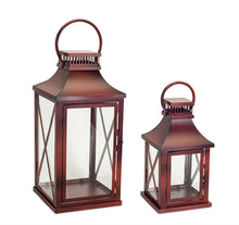 Load image into Gallery viewer, Rustic Red Metal Lantern (Set of 2)
